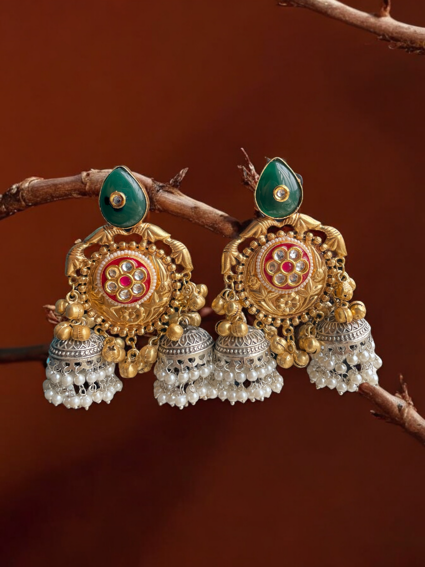 Radhika Dual Tone Brass Jhumka