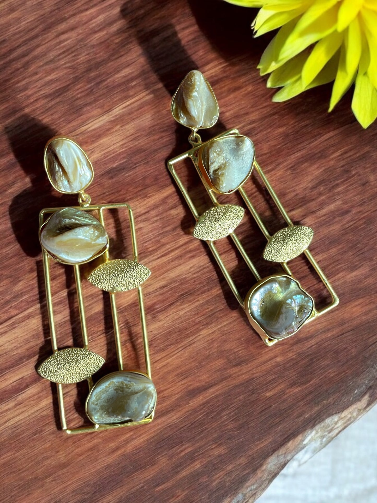 Jessica Brass MOP Earring