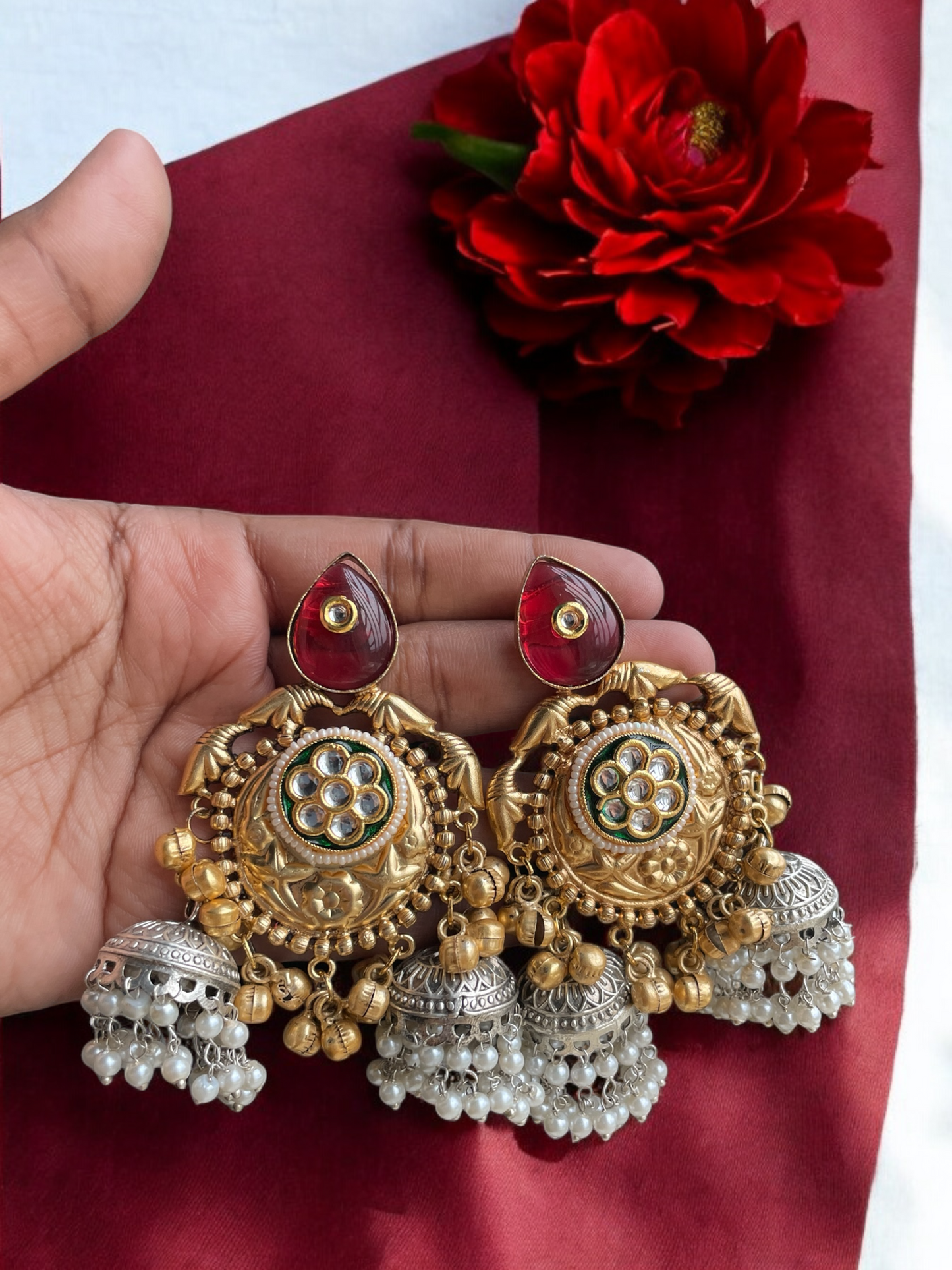 Radhika Dual Tone Brass Jhumka