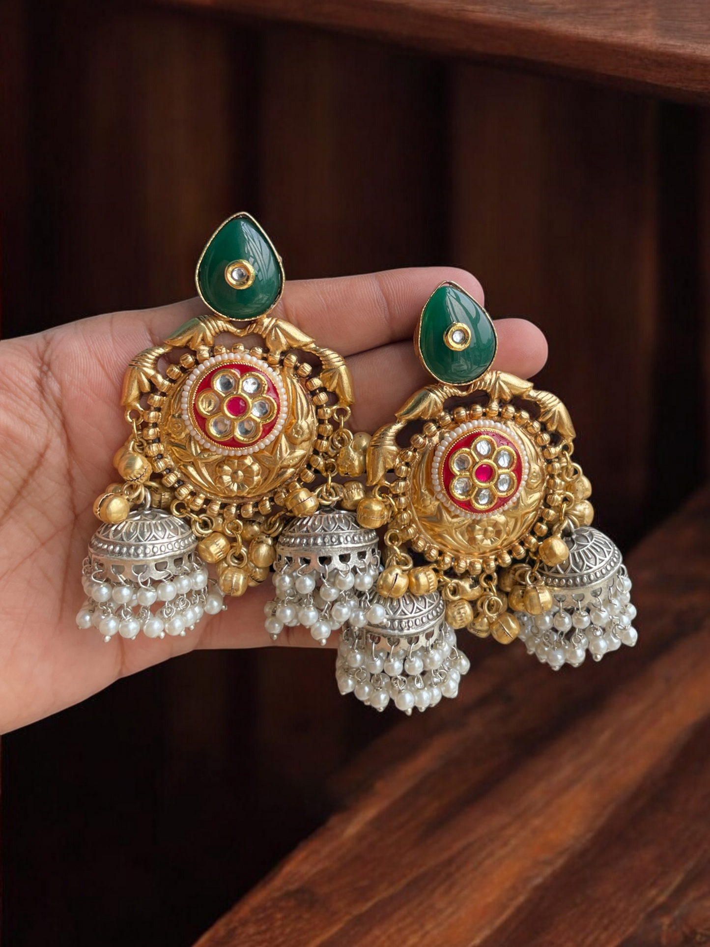 Radhika Dual Tone Brass Jhumka